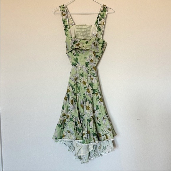 Alemais Astra Floral Cutout Linen Mini Dress Green - Picture 3 of 7